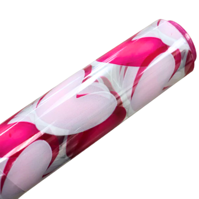 Cutie Pie Hearts Clear Printed Cellophane Roll -30" x 100' | 1 Roll