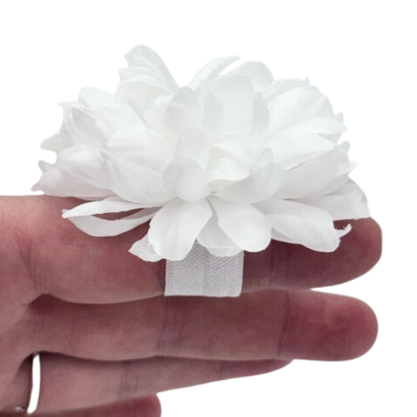 2 3/4" White Artificial Silk Finger Mum Ring - 9 Layers | 1 Count