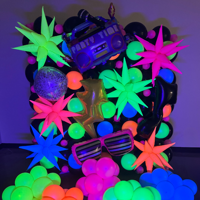 40" AAB Blazing Neon Yellow Starburst Airfill Balloon | 1 Count - Black Light Reactive!