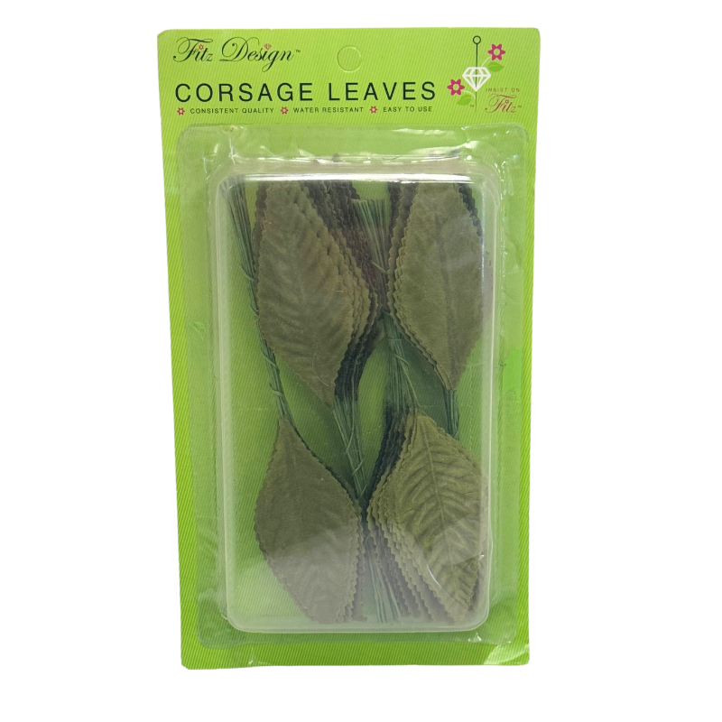 3" Moss Green Artificial Corsage Leaves - Satin Wired Floral Design Leaves | 100 Count