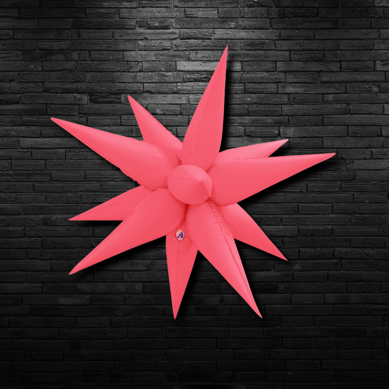 40" AAB Blazing Neon Red Starburst Airfill Balloon | 1 Count - Black Light Reactive!