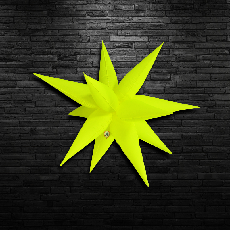 27.5" AAB Blazing Neon Yellow Starburst Airfill Balloon | 1 Count - Black Light Reactive!