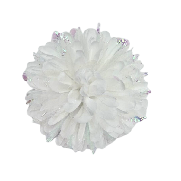 5 1/2" | 6 1/2" White/Opal Artificial Silk Mum - 15 Layers | 1 Count - 2 Size Options