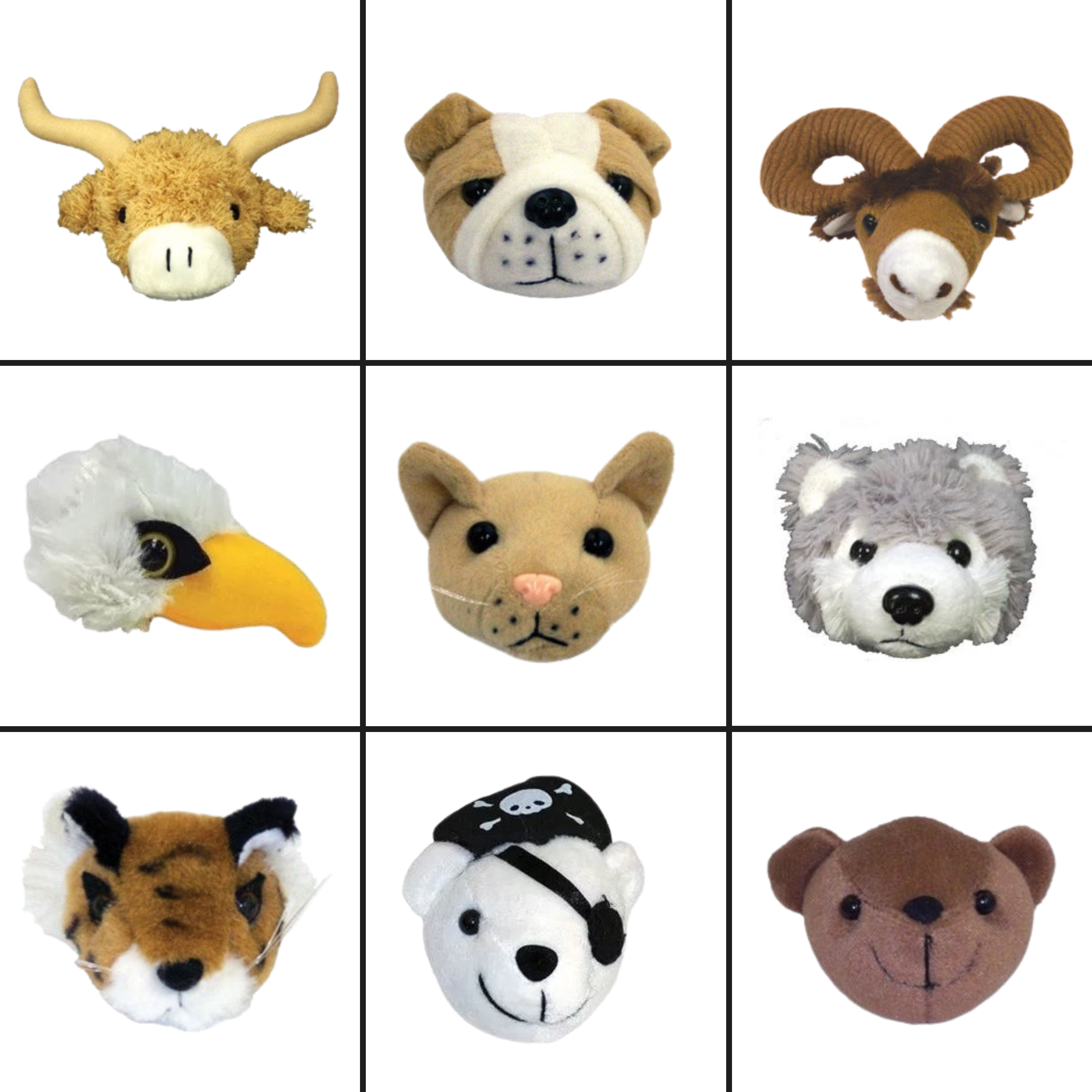 3" Plush Animal Mascot Heads | 1 Count