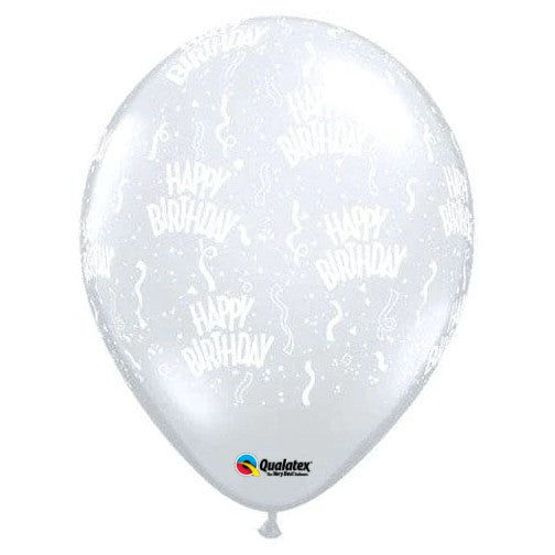 11" Clear Birthday-A-Round Latex Balloons | 50 Count