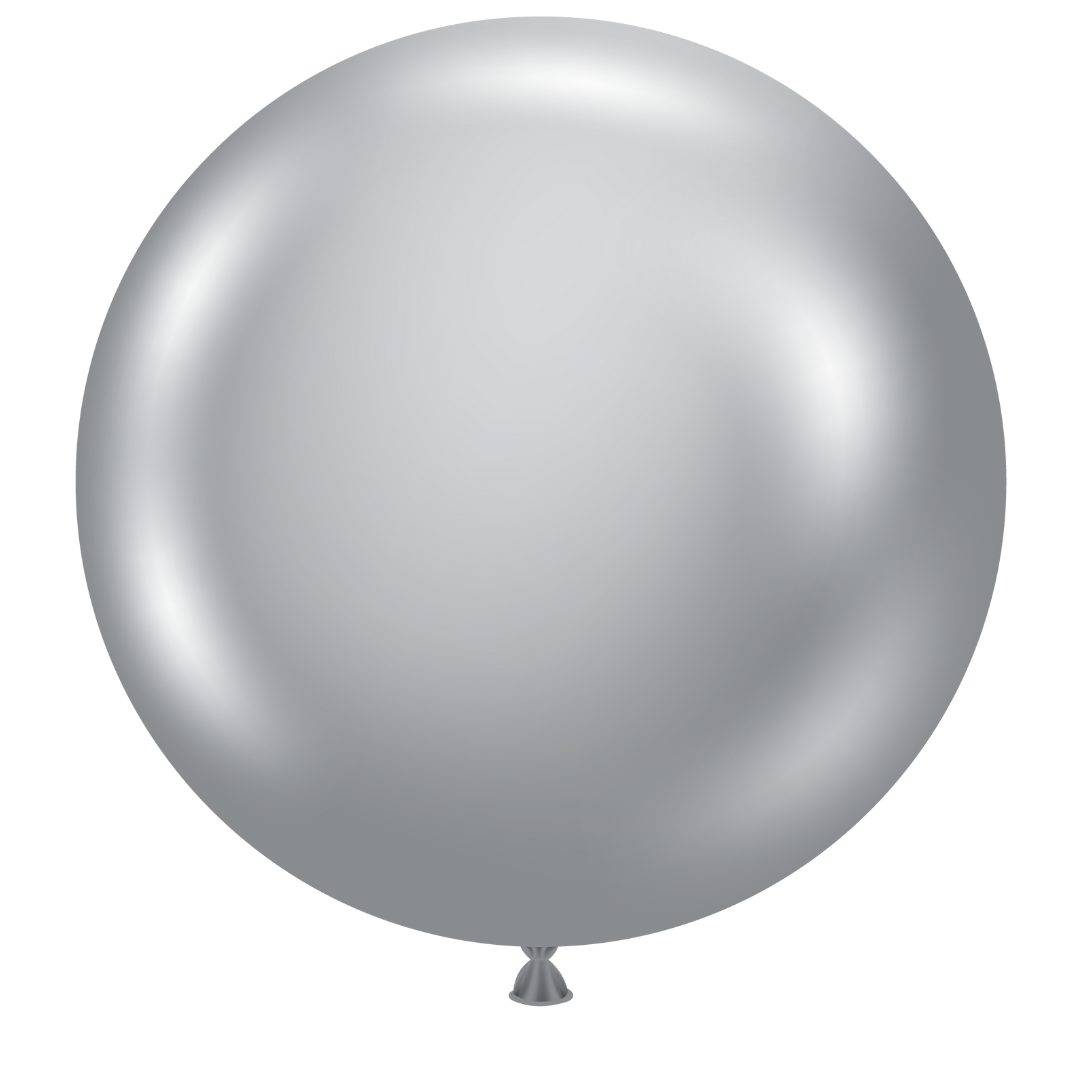 24" TUFTEX Effects Silvery - Silver Metallic Latex Balloons | 25 Count