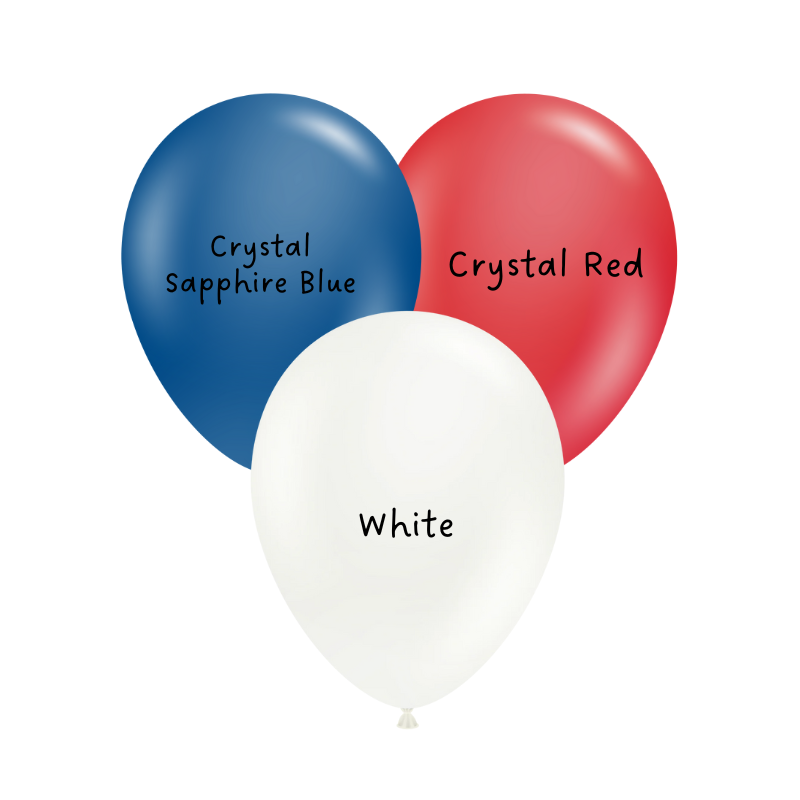 17" TUFTEX Crystal Patriotic Assortment Latex Balloons | 72 Count