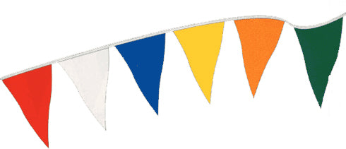 100' Multicolor Triangle Plastic Cloth Pennant Banner - 100 Feet Long x 17 Inches Wide | All Weather!