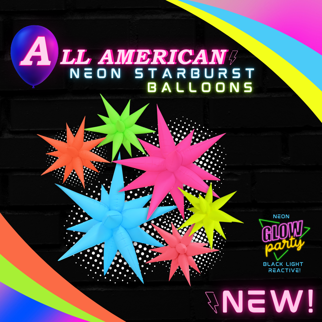 40" AAB Blazing Neon Blue Starburst Airfill Balloon | 1 Count - Black Light Reactive!