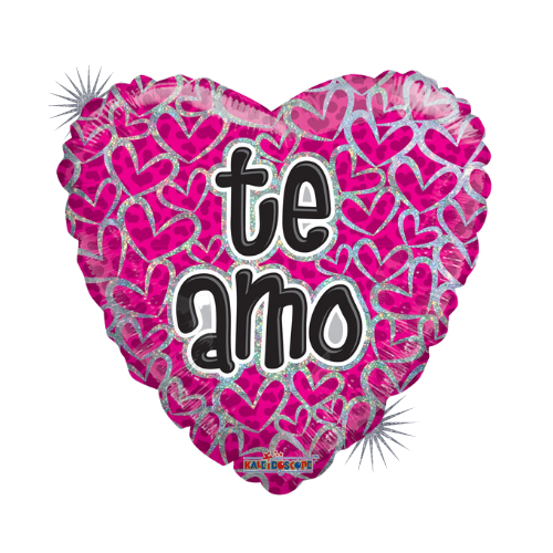 9" Conver Te Amo Chula Holographic Heart Foil Balloon (P17) | Buy 5 Or More Save 20%