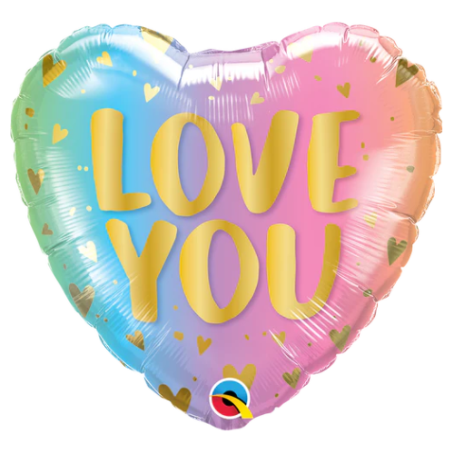 18" Love You Pastel Ombre & Hearts Foil Balloon (P5)