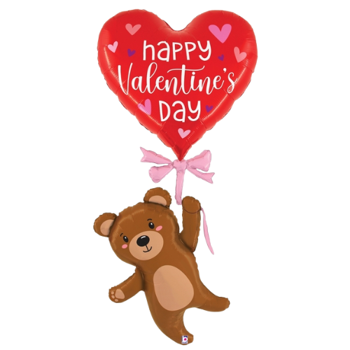 69" Betallic Special Delivery Valentine's Day Bear Foil Balloon (S3R5) | Stands Over 5 Feet Tall!