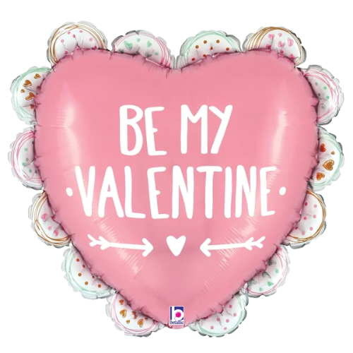 24" Betallic Valentine Doodle Ruffled Heart Foil Balloon (S2R4)